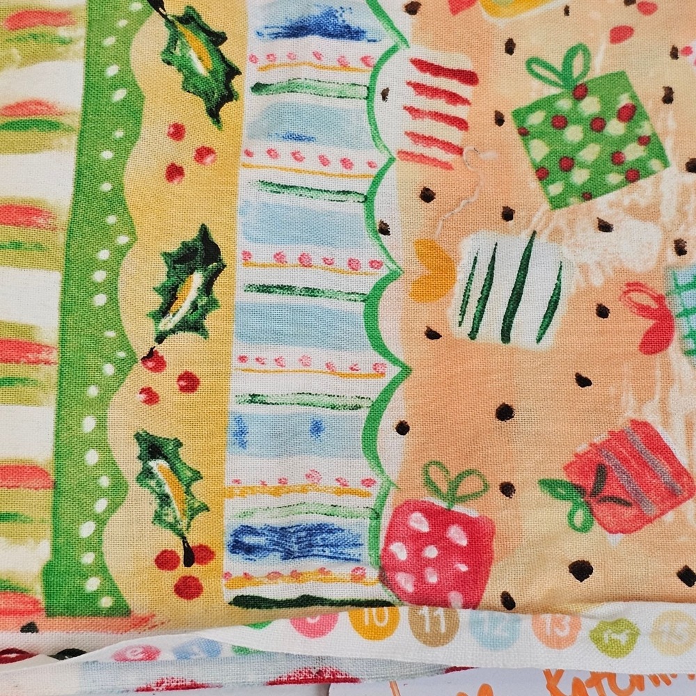 Jane Kitching for Spectrix Christmas Holiday Cotton Fabric 42x58" Santa Snowman - Picture 15 of 15